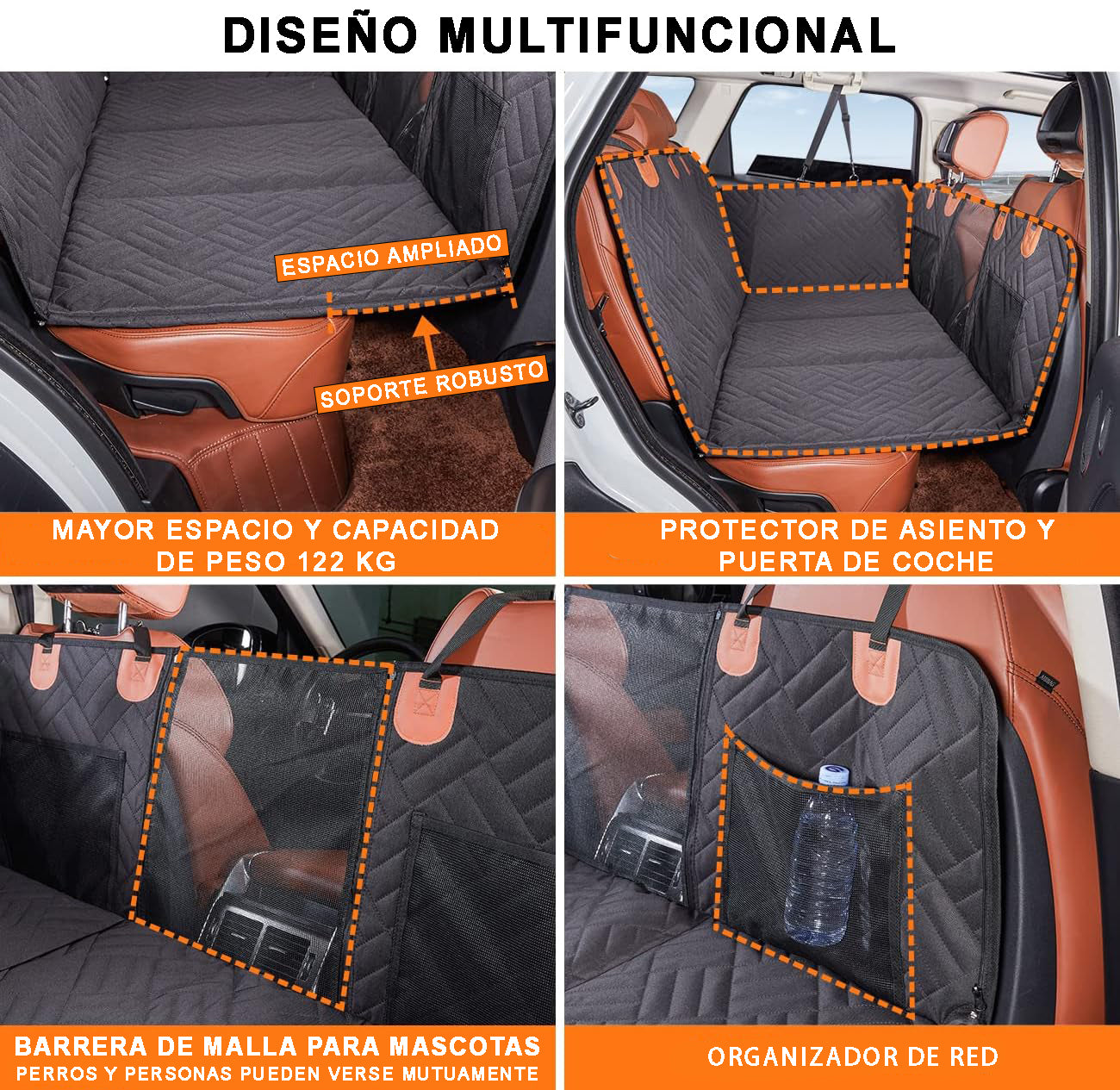 PetViajero™ Extensor de Asiento de Coche con Fondo Rígido